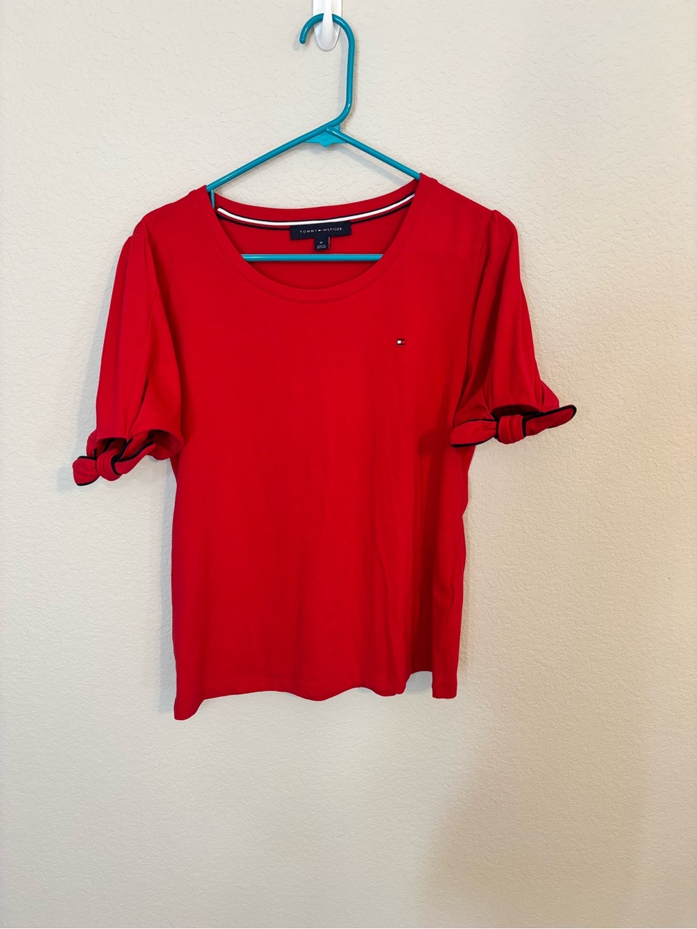 NWOT - Tommy Hilfiger Bright Red Short Sleeve Ruffle Sleeve Tee - M